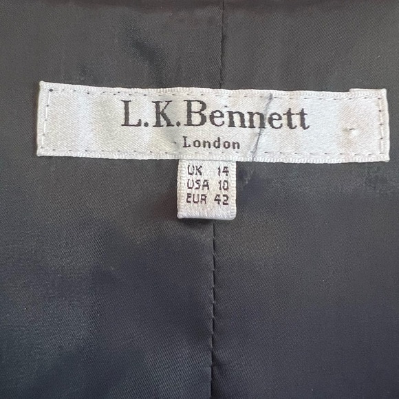 L.K.Bennett Davina black ruched cocktail sheath dress Sz 10 excellent condition - Picture 12 of 12